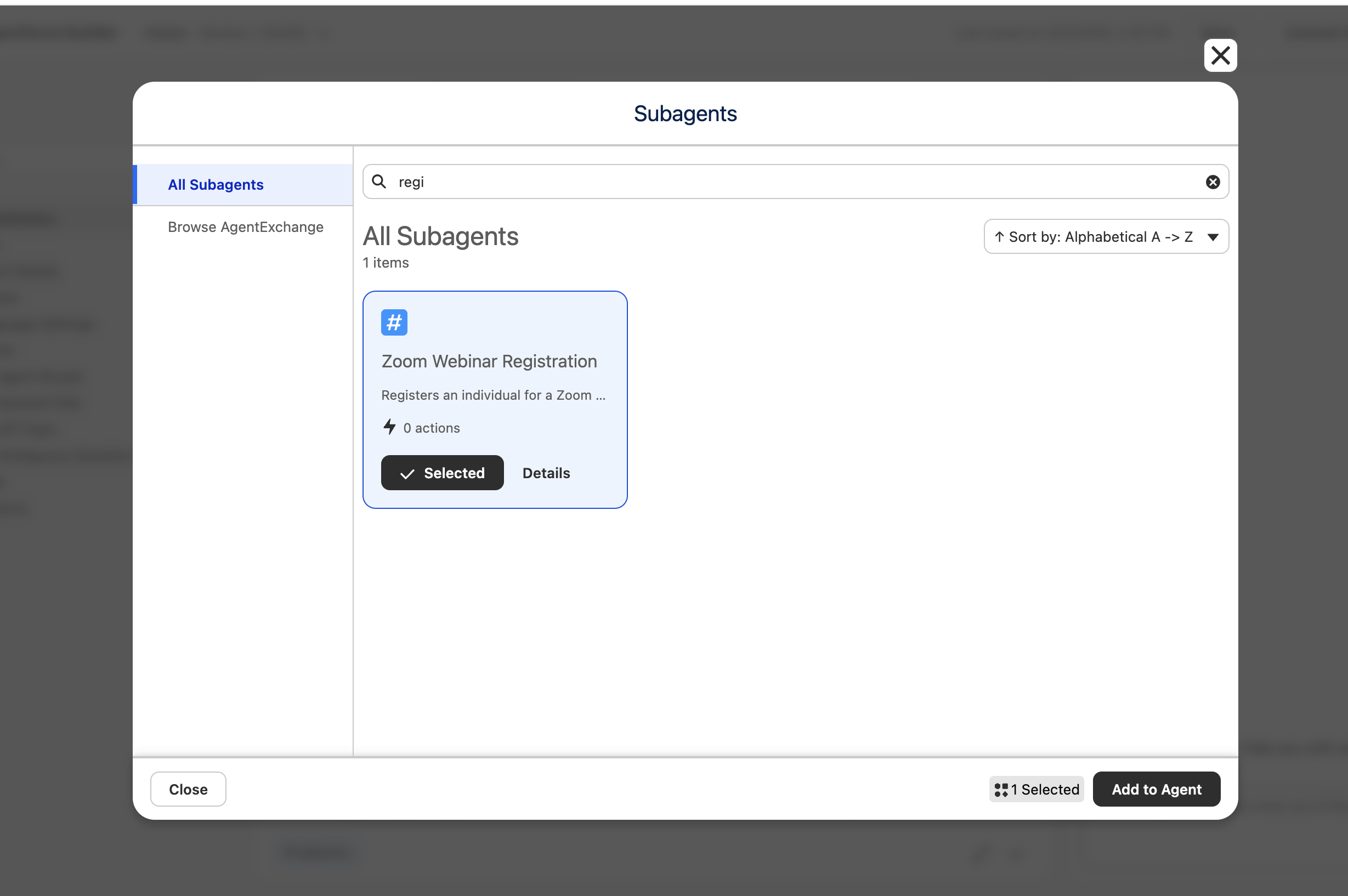 Add Zoom Webinar Registrants with Agentforce Subagents